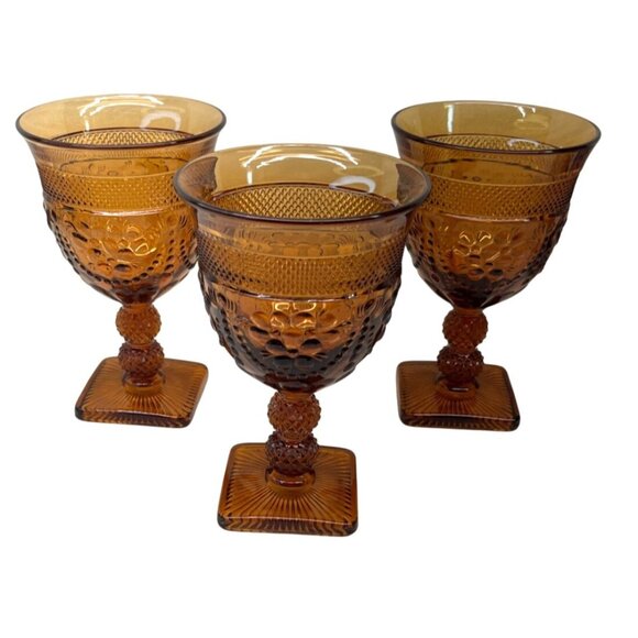 3 Imperial Glass Chroma Amber Water Goblets 5 1/2" - Picture 5 of 7